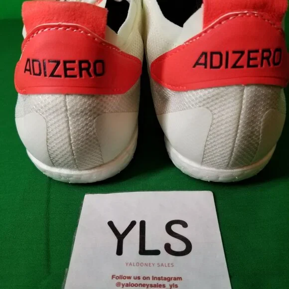 Adidas Adizero Avanti Track Shoes, Mens Size 13, White/Solar/Black W/SPIKES NEW
